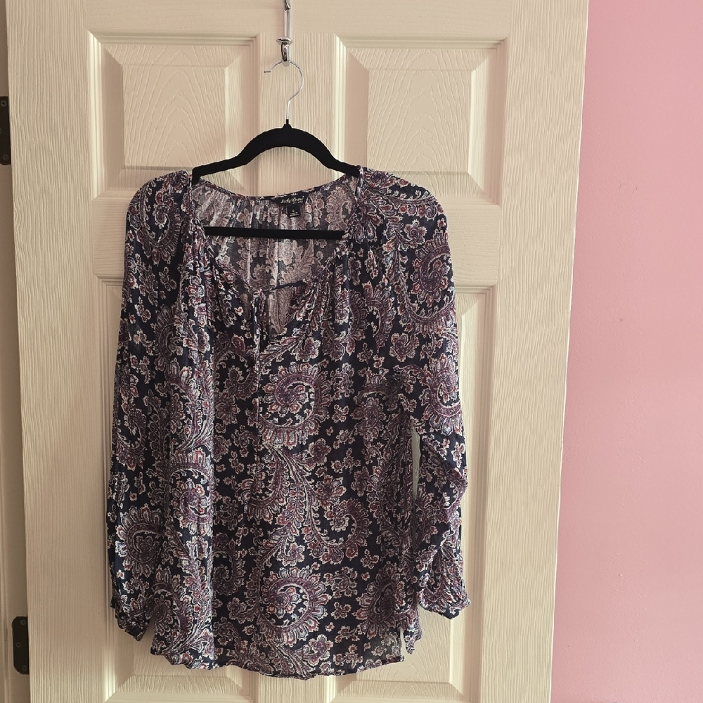 Lucky Brand Women's Paisley Blouse - Black and Pink